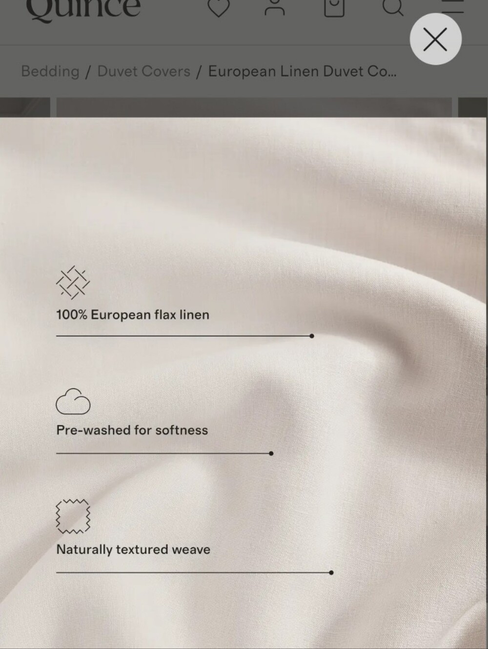 Quince European Linen Duvet Cover Full/Queen - Picture 5 of 8